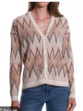 MINNIE ROSE chevron cardigan sweater in multi combo XL